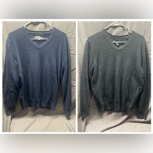 2 Eddie Bauer Cotton Cashmere Sweaters - blue black sz m
